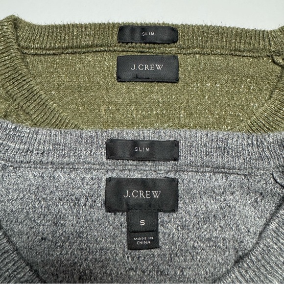 2 J.Crew Rugged Crewneck All Cotton Sweaters In Green, Gray Size: S (Slim Fit) - Picture 2 of 7